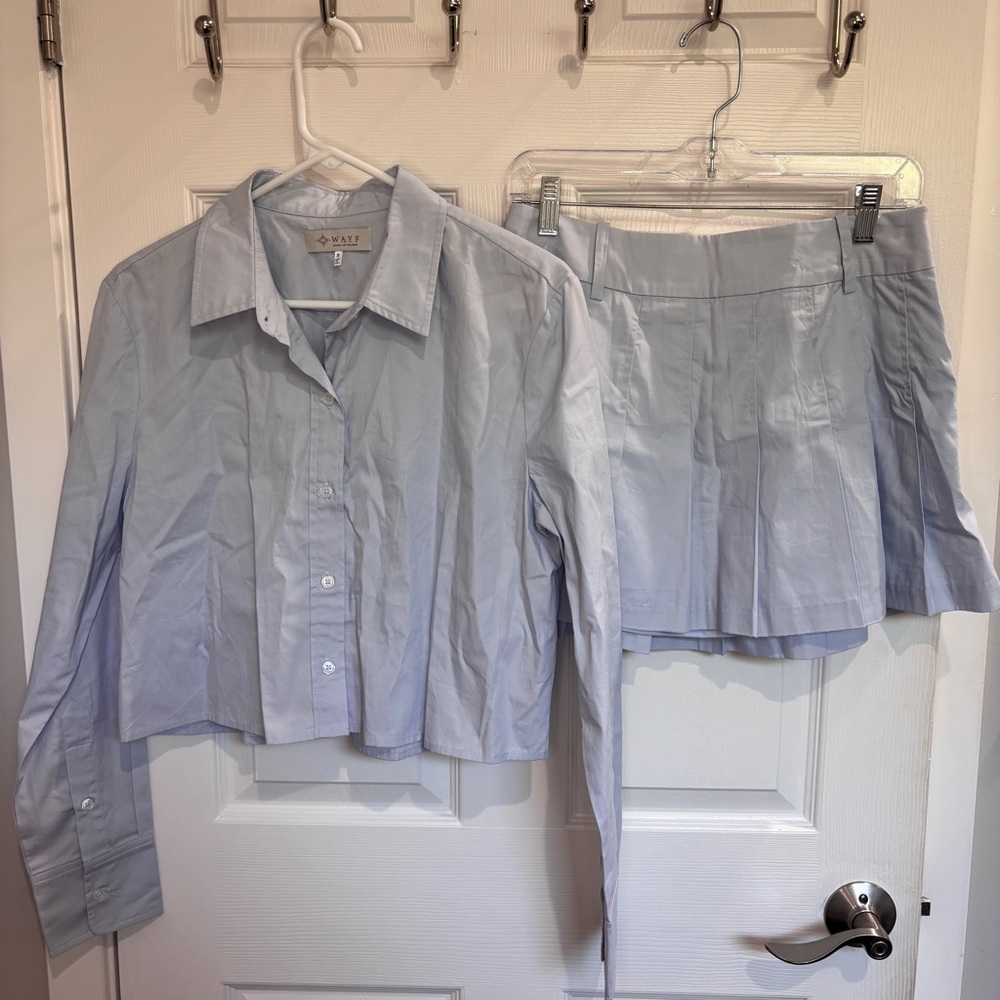 WAYF Poplin Pleated Skirt Set - Picture 3 of 12